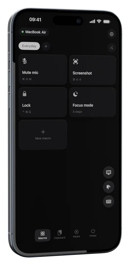 AirMouse on iPhone: A button for every shortcut